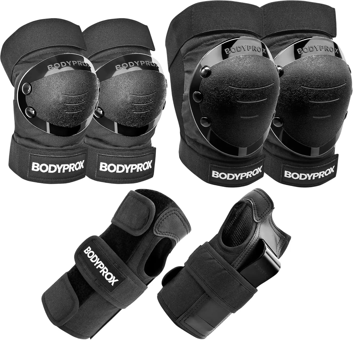 Set di Protezioni per Ginocchia, Gomiti e Polsi per Pattinaggio in Linea, Skateboard, Roller Derby, BMX
