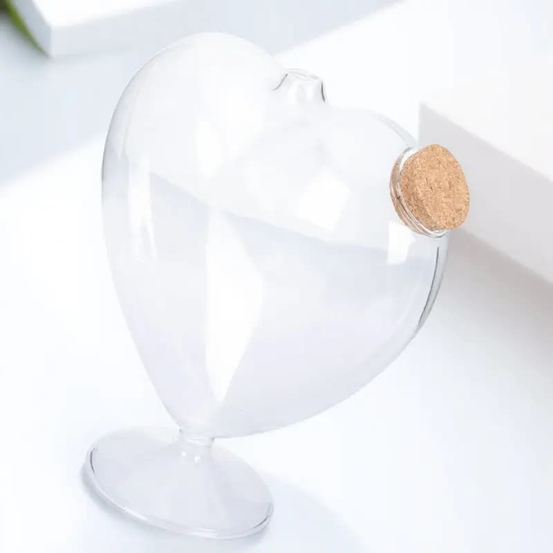 Transparent Heart Shaped Glass Jar with Cork Stopper Food Grade Candy Holder for Sweets Cookies Jams Dried Fruit Spices Kitchen