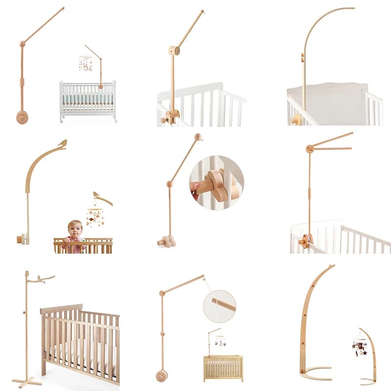 Staffa per campana per letto giocattolo con sonaglio per bambini Mobile in legno 0-12 mesi Campana per letto all'uncinetto per neonato Staffa per supporto per giocattoli appesi Regalo per culla infantile