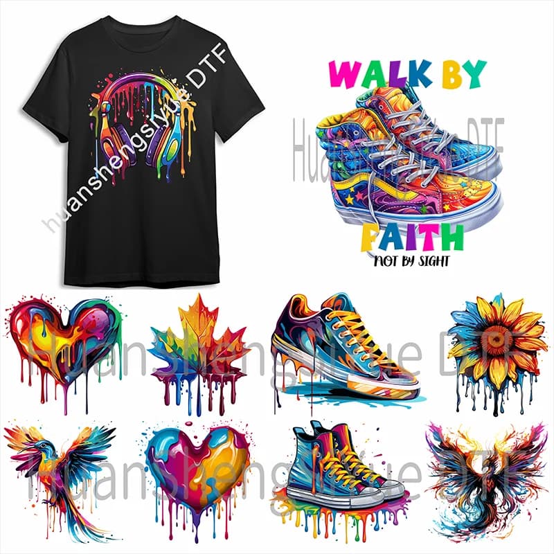 Adesivo da stiro Graffiti dipinto Abbigliamento DTF T-shirt moda Felpa con cappuccio Giacca fai da te Patch Pasta calda Carta impermeabile