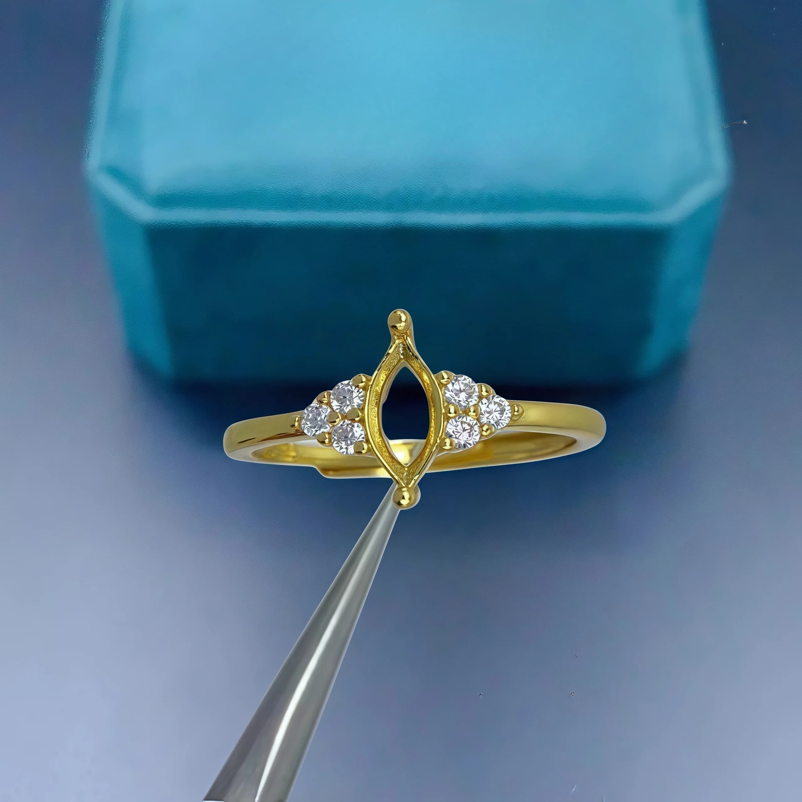 Y Supporto per anello di moda Fai da te Supporto vuoto Impostazione 4 * 8mm Pietra a forma di occhio di cavallo S925 Argento sterling per le donne Gioielli con fascino raffinato