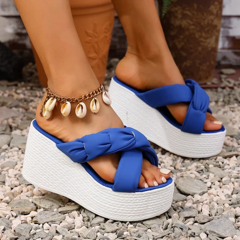 Nuove Ciabatte Estive da Donna 2026 con Zeppa e Tacco Alto, Punta Aperta, Casual, alla Moda, da Spiaggia, Taglie Grandi 35-40