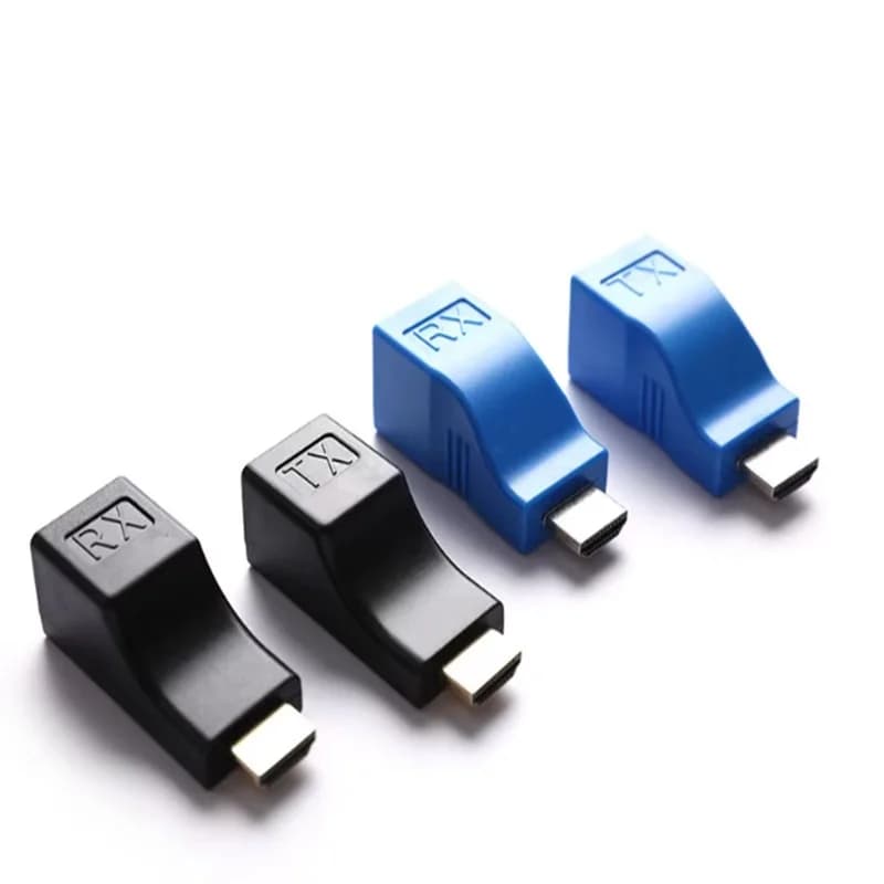 1 Paio di Adattatori HDMI a RJ45, Convertitore Estensore di Rete da 30M a RJ45 Tramite Cavo LAN CAT5e/6 UTP
