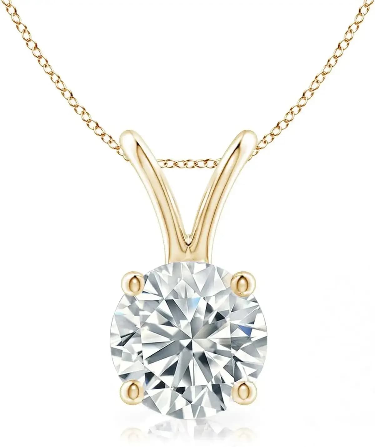 Collana con Pendente Solitario in Diamante Coltivato in Laboratorio Certificato IGI | Oro giallo, bianco o rosa/rosa dorato 14k con catena in oro da 18 pollici