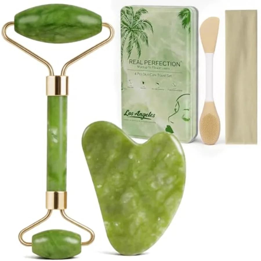 Gua Sa Facial Tools Face Roller Wrink Jade Roller and Gua Sa Set, Sc Pore eadband Skin Care Tools Travel Skincare Routine Massa