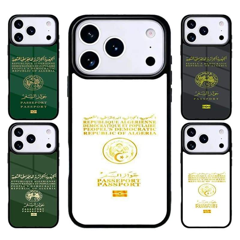 Custodia per telefono con passaporto Algeria per iPhone 17 Air 16 15 14 13 12 11 Pro Max Plus