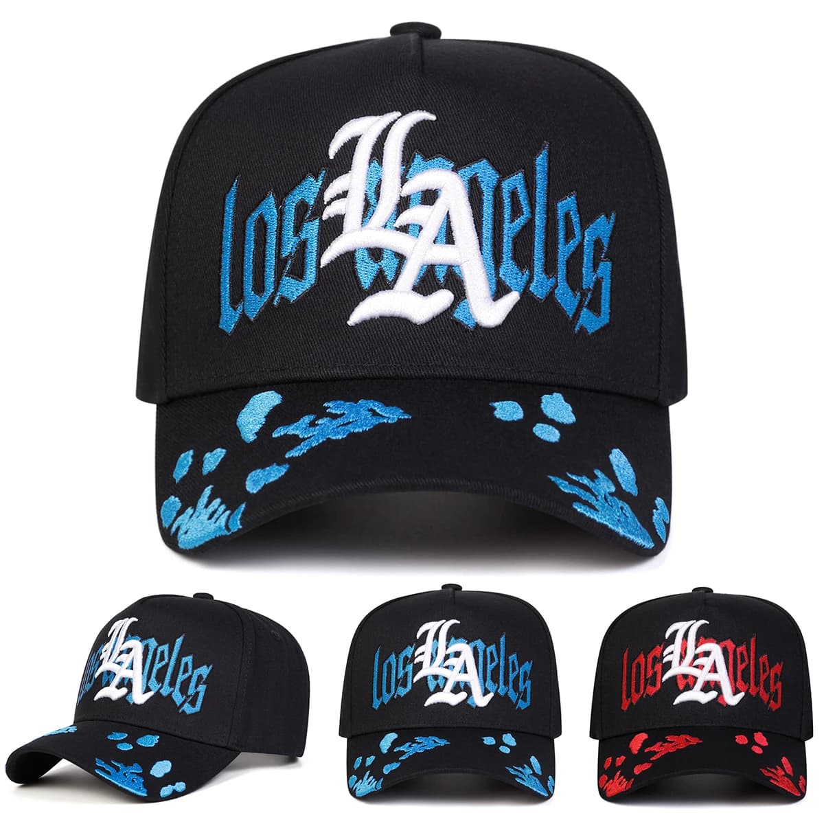 Cappellini da Baseball Unisex Gotici con Ricamo LA LOS ANGELES, Cappelli Casual Regolabili per Primavera e Autunno, Cappello Protettivo Solare, Berretto Sportivo