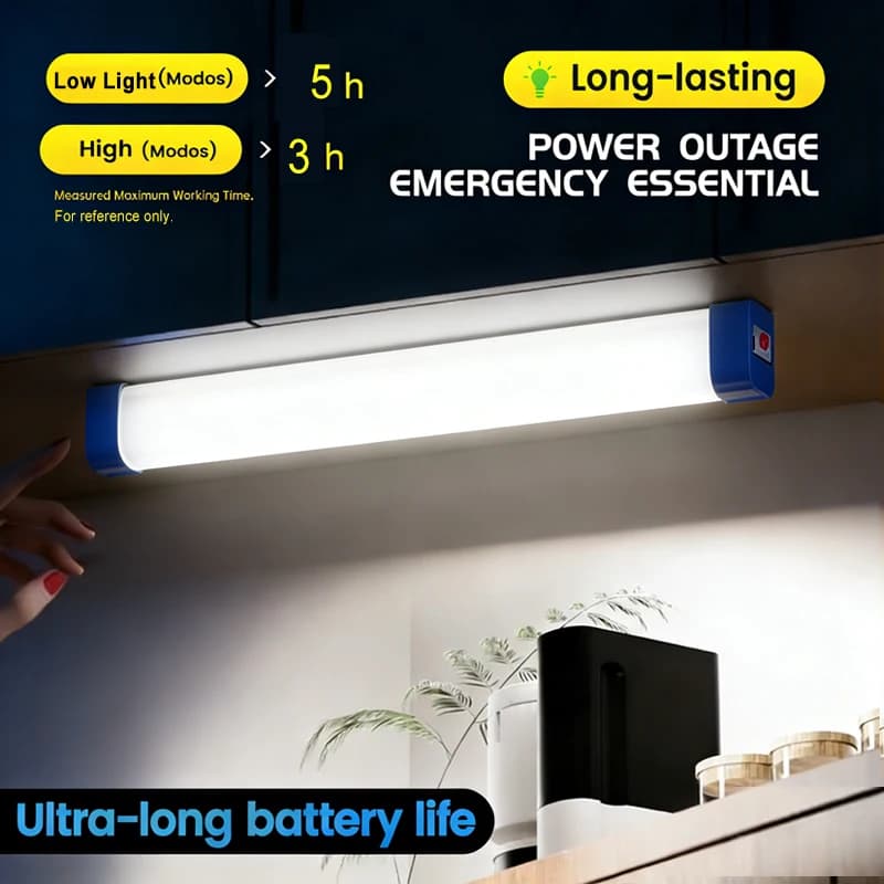 Lampada a LED ricaricabile a tubo, luce da campeggio con sospensione magnetica, lampadina portatile per emergenze, mercato notturno, illuminazione esterna