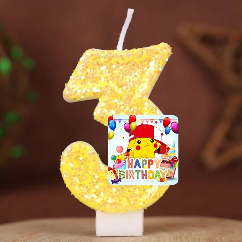 Pokemon Monster Pikachu Candles Themed Birthday Number 0-9 Anime Figure Cartoon Birthday Party Supplies Cake Decoration Hot Gift