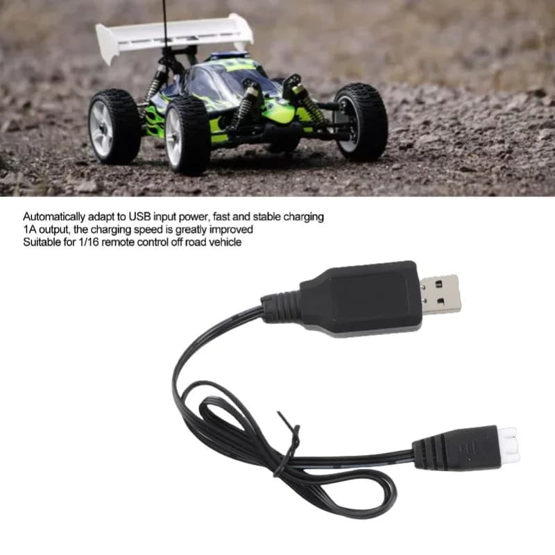 Caricabatterie USB 7.4V 1000mA per Auto RC 1/16, Cavo di Ricarica per Batteria Lipo per Auto Telecomandate 1/16