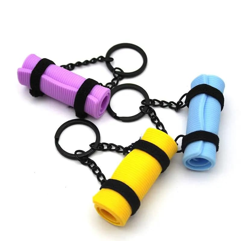 1 pz tappetino yoga mini portachiavi con rullo in schiuma stile sportivo portachiavi in schiuma di silicone gingillo creativo come portachiavi yoga