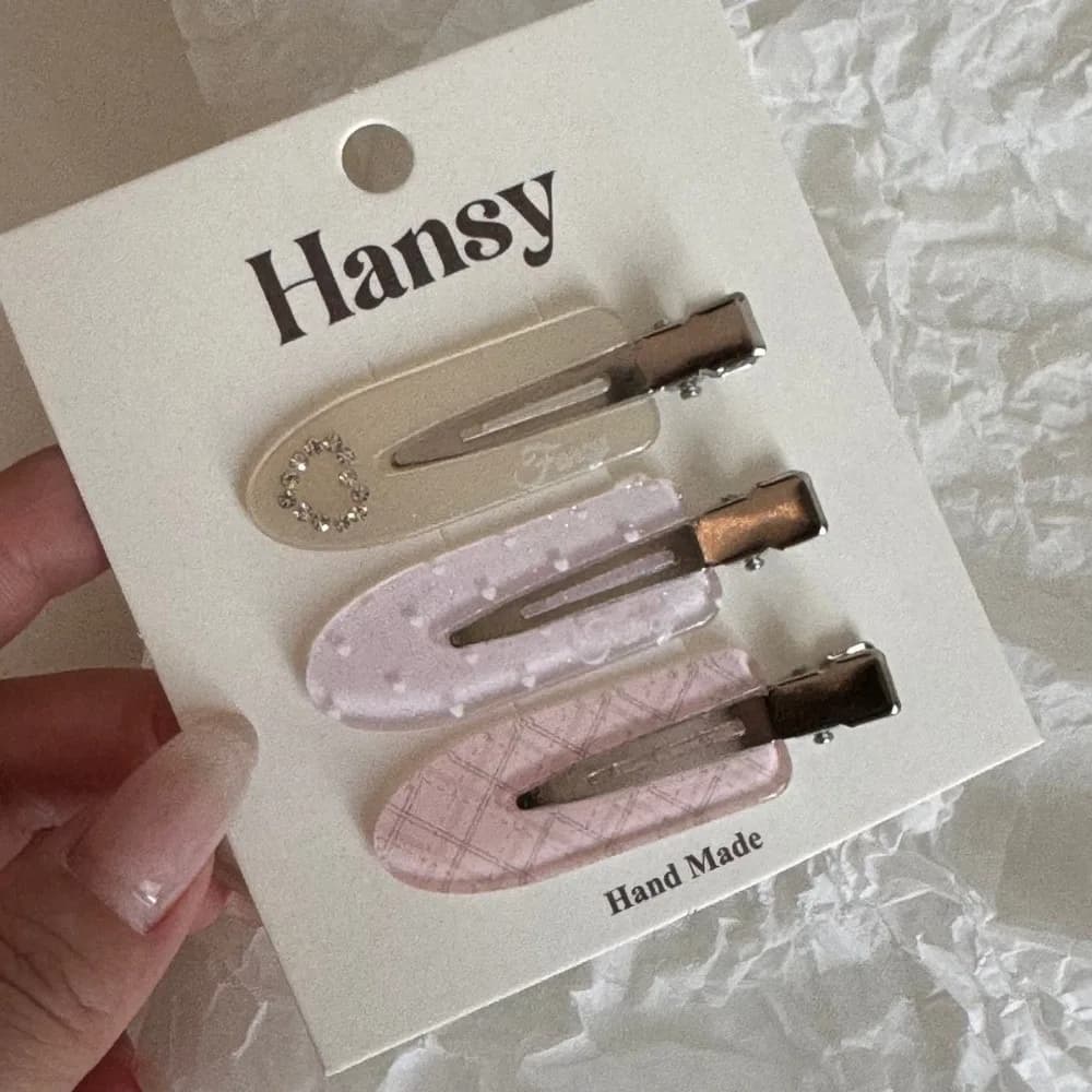 3 pcs/set Acrylic Seamless Hair Clip Transparent Candy Color Polka Dot Hairpin Set Bownot Lightweight Side Bangs Clip Girls