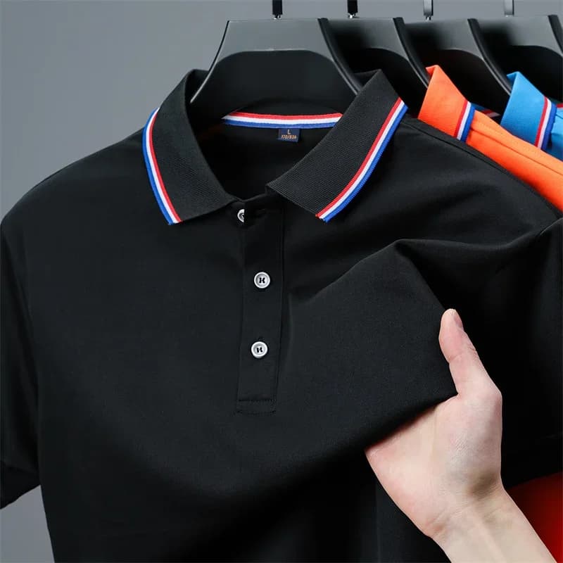 Polo a maniche corte da uomo tinta unita casual, top estivo 2026 alla moda, comodo e versatile per uomo