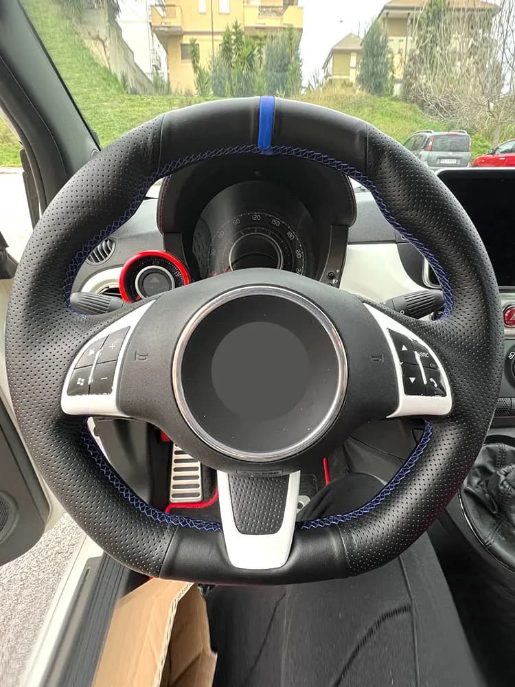 Car cover Leather cover for Fiat 500 500C 2013 - 2015 For Abarth 500C 595 595C 2009-2016 blue strip line