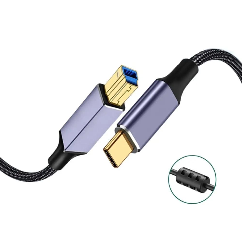 Male to Male USB C to USB B 3.0 Cable Braided Nylon Data Transfer Type-C Printer Cable Gold Plated Durable for Epson/HP/Canon