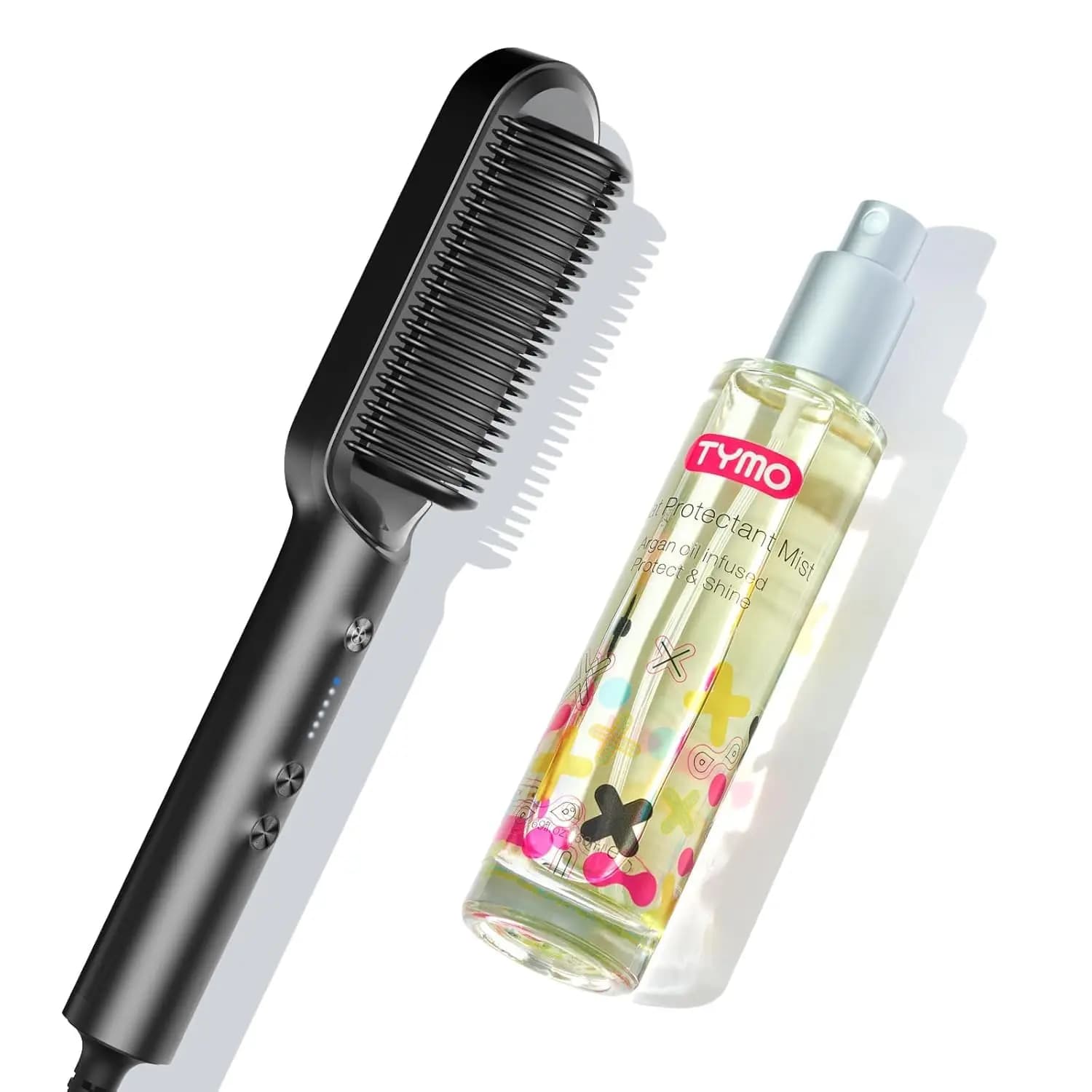 Spray Protettivo dal Calore e Spazzola Lisciante per Capelli Lisci e Lucenti