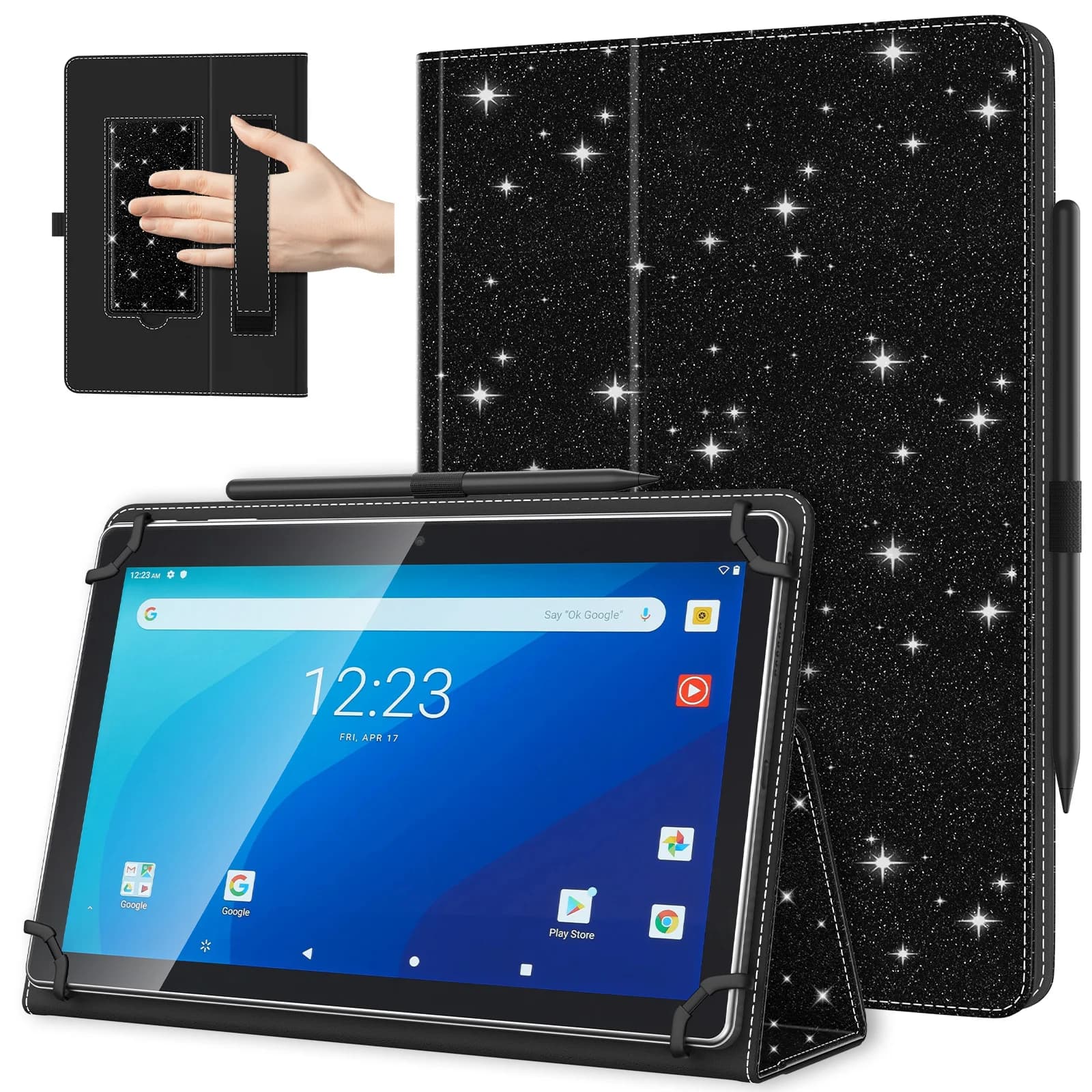 Custodia universale per tutti i tablet touchscreen da 9,6''-11'', leggera, pieghevole, con supporto e cinturino da polso, per tablet Android da 10,1 pollici