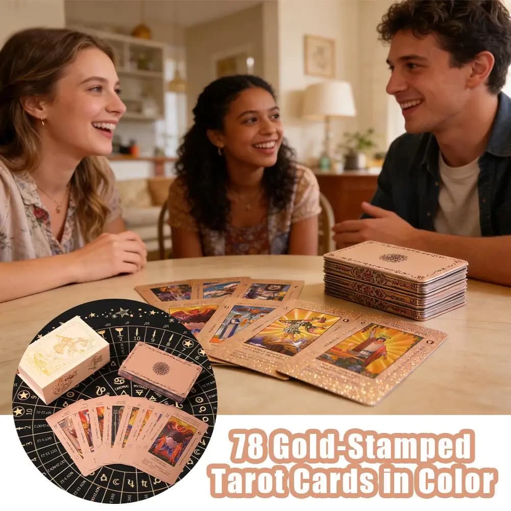 Carte dei Tarocchi in Oro Rosa, Set Completo Autentico in PET, Mazzo di Tarocchi Impermeabile, Confezione Regalo Durevole, Carte Divinatorie per Principianti