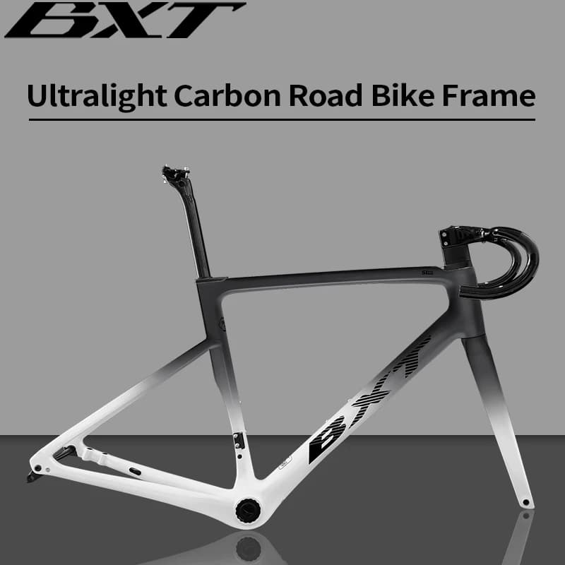 BXT 700C Carbon Road Frame Fully Hidden Line Road Bike Carbon Fibre Thru Axle Disc Bicycle Frame Carbon Handle Fork Seatpost