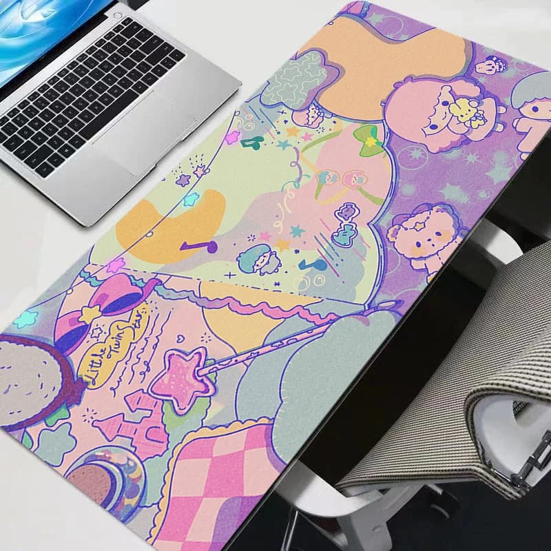 Mouse Mat Little Twin Stars Anime Gamer Gaming Durable Accessories Varmile Keyboard PC Computer Desk Mat Computer Mouse Mat XXL