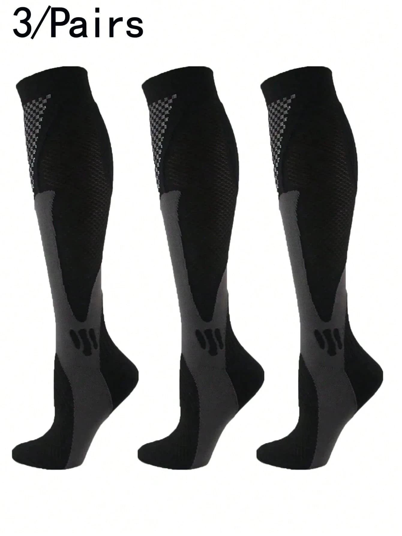 1/3 paia di calze a compressione per uomo e donna, calze alte fino al ginocchio per corsa, atletica, medicina, gravidanza, viaggi