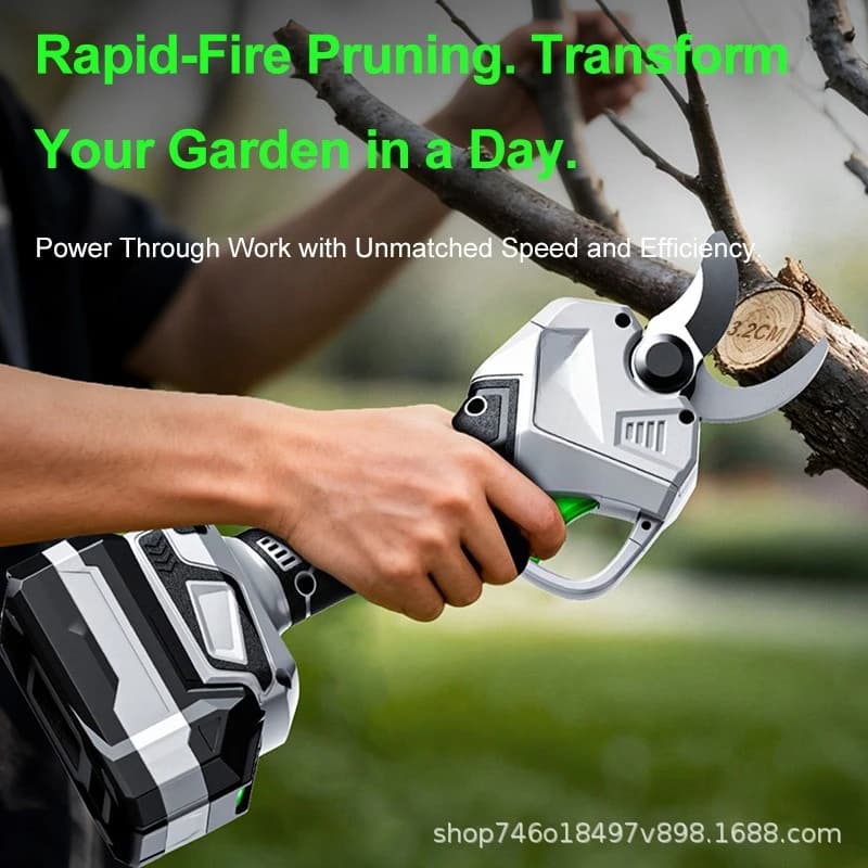 Cordless Lithium‑ion Electric Pruning Shears, Rechargeable Power Cutter for High‑pressure Fruit Tree & Garden Branch Trimming