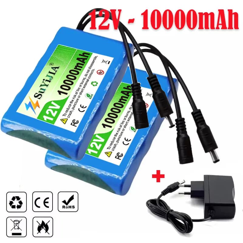 New 3S2P Protection Plate Battery Pack 12V 10000mAh 18650 Lithium ion DC 12.6V Super Rechargeable Battery with Charger