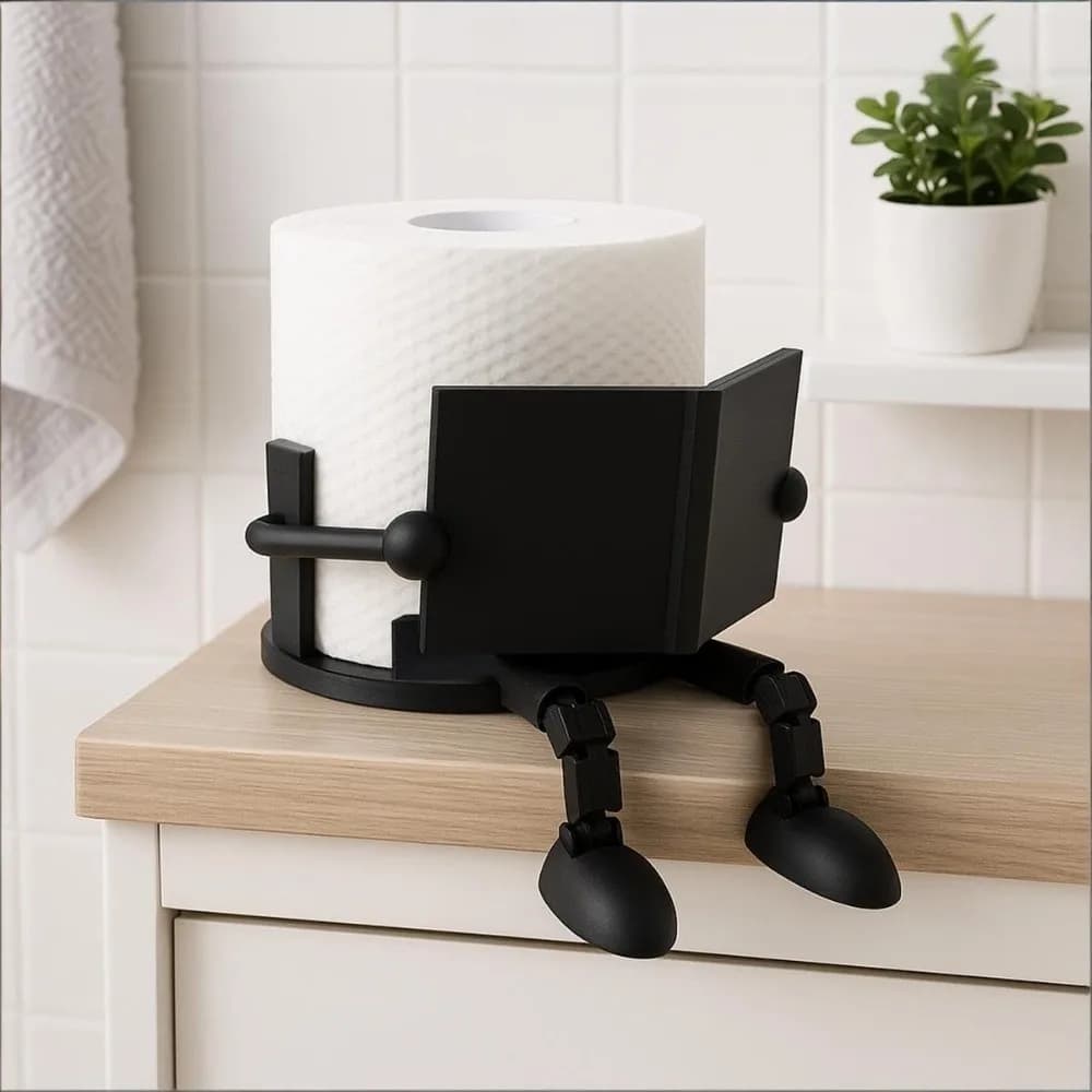 New 3D Printed Toilet Paper Holder Black White PP Vertical Tissue Holder Table Stand Reading Buddy Roll Towel Stand Bathroom Use