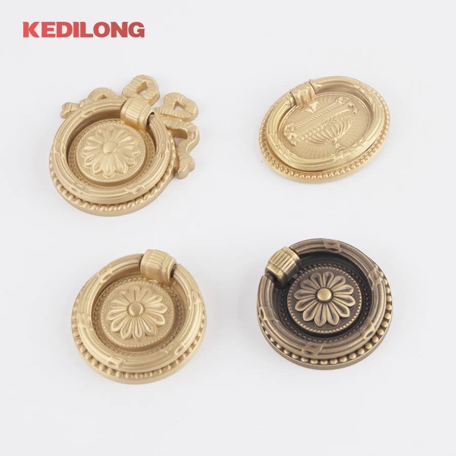 KEDLO Maniglia in ottone antico con cassetto dell'armadio da cucina a foro singolo in ottone massiccio retrò europeo