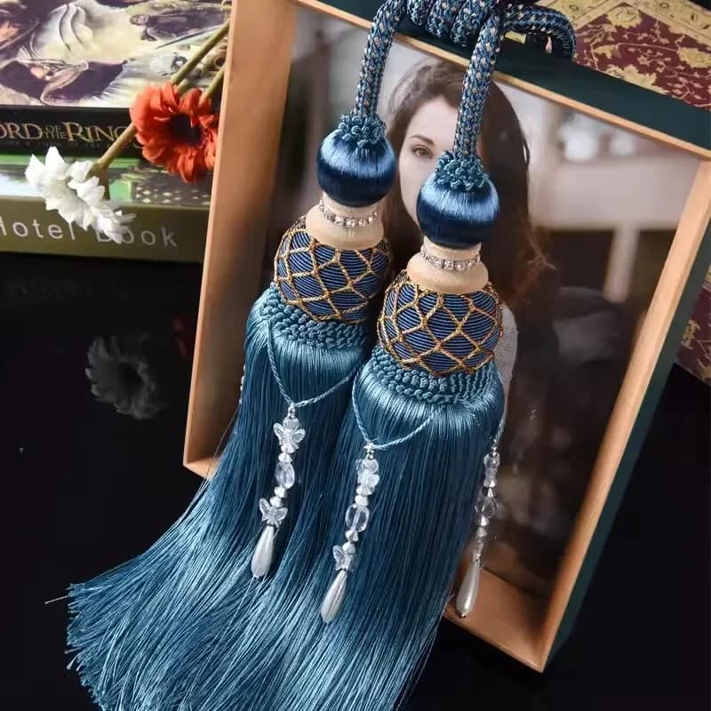 1 Paio di Ganci a Doppia Sfera per Tende, Cinghie di Fissaggio, Nastri Decorativi, Fibbie per Tende, Decorazione per la Casa