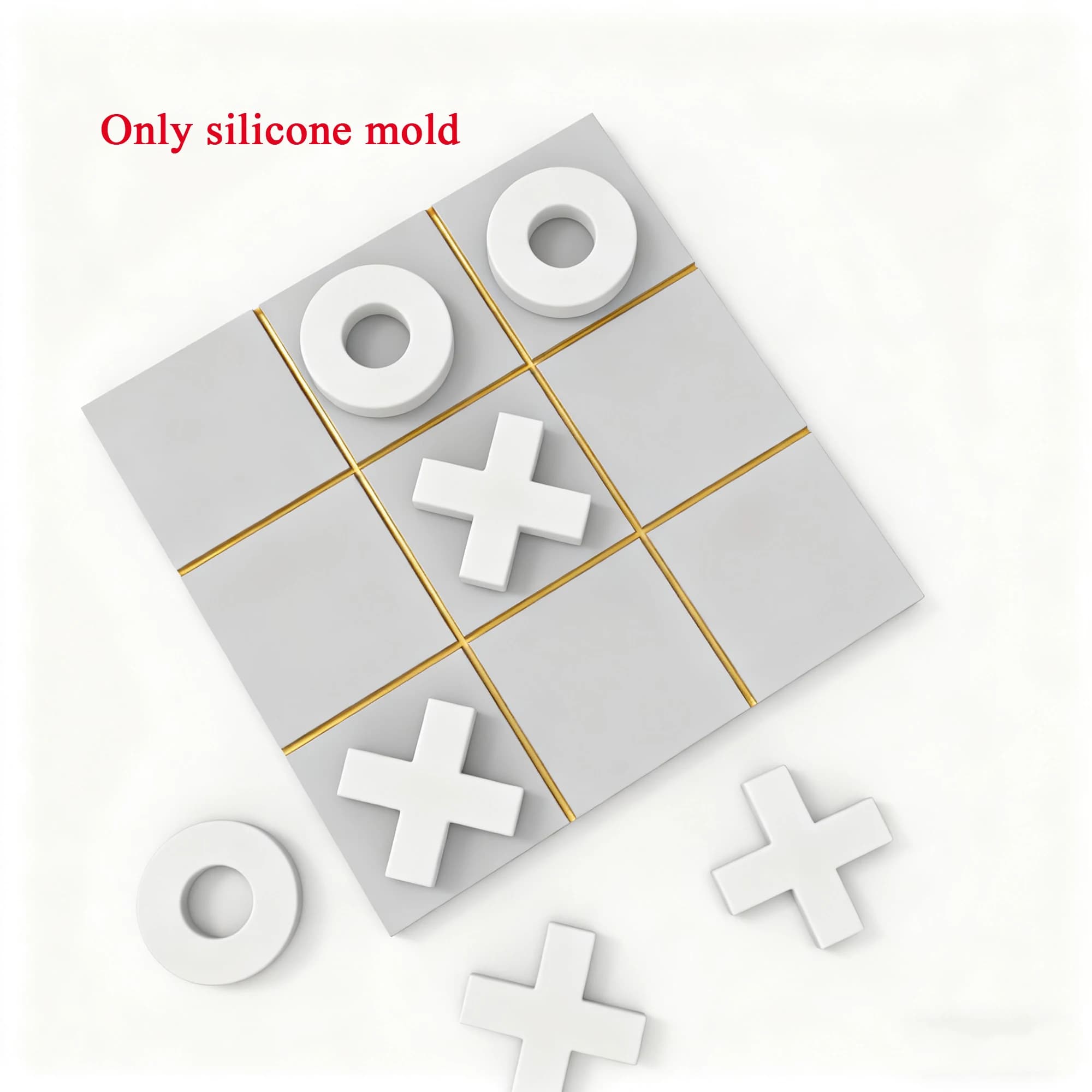 Tic-Tac-Toe Silicone Mold - DIY OX Board Game Coaster, Chess Piece, Handmade Craft Mat with Matte Molds