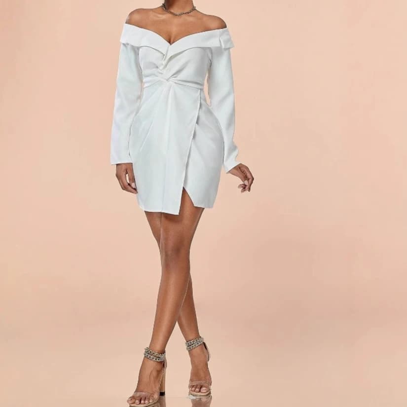 Abito a pendolo a una spalla stile sexy Nuovo temperamento autunnale da donna Abito elegante stile corto