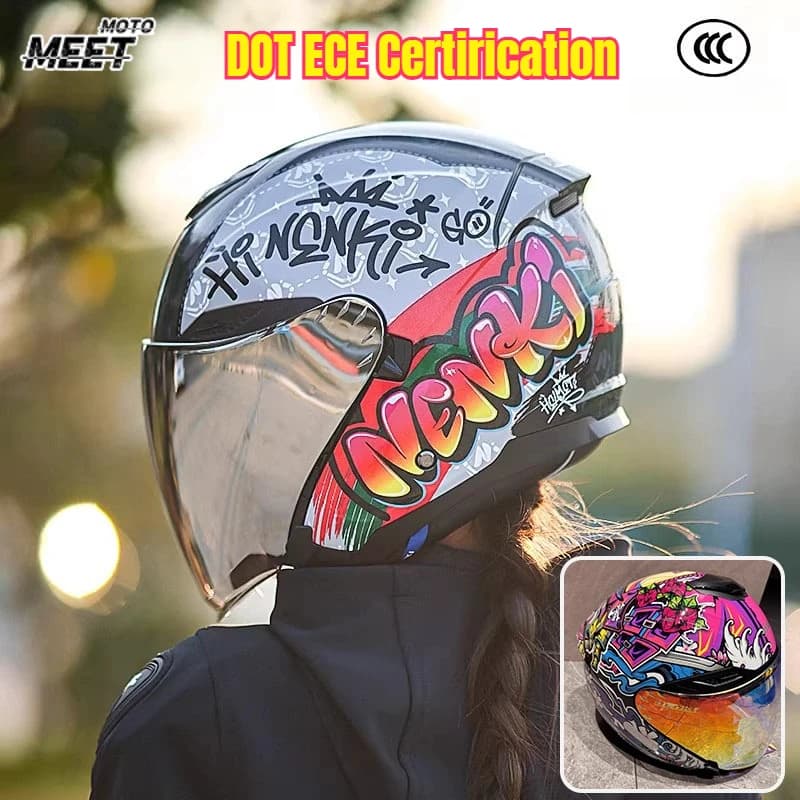 Locomotiva moto Vintage Cruise Protezione solare estiva Casco tre quarti Mezzo casco Casco Moto Cascos Para Moto Casco Moto