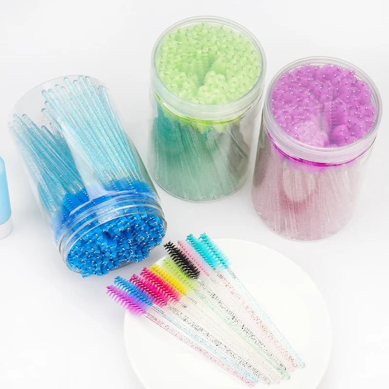 100 pcs Barile Crystal Handle Eyebrow Mascara Brush Eyebrow Cosmetic Tools Eyebrow Extension Eyebrow Brushes And Drop