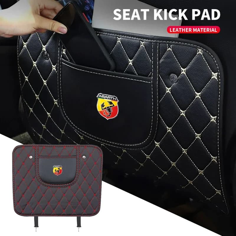 Leather cover Anti Kick Mat Pad Cover for Abarth Duchy Stilo Palio 124 125 Competition Car accessory