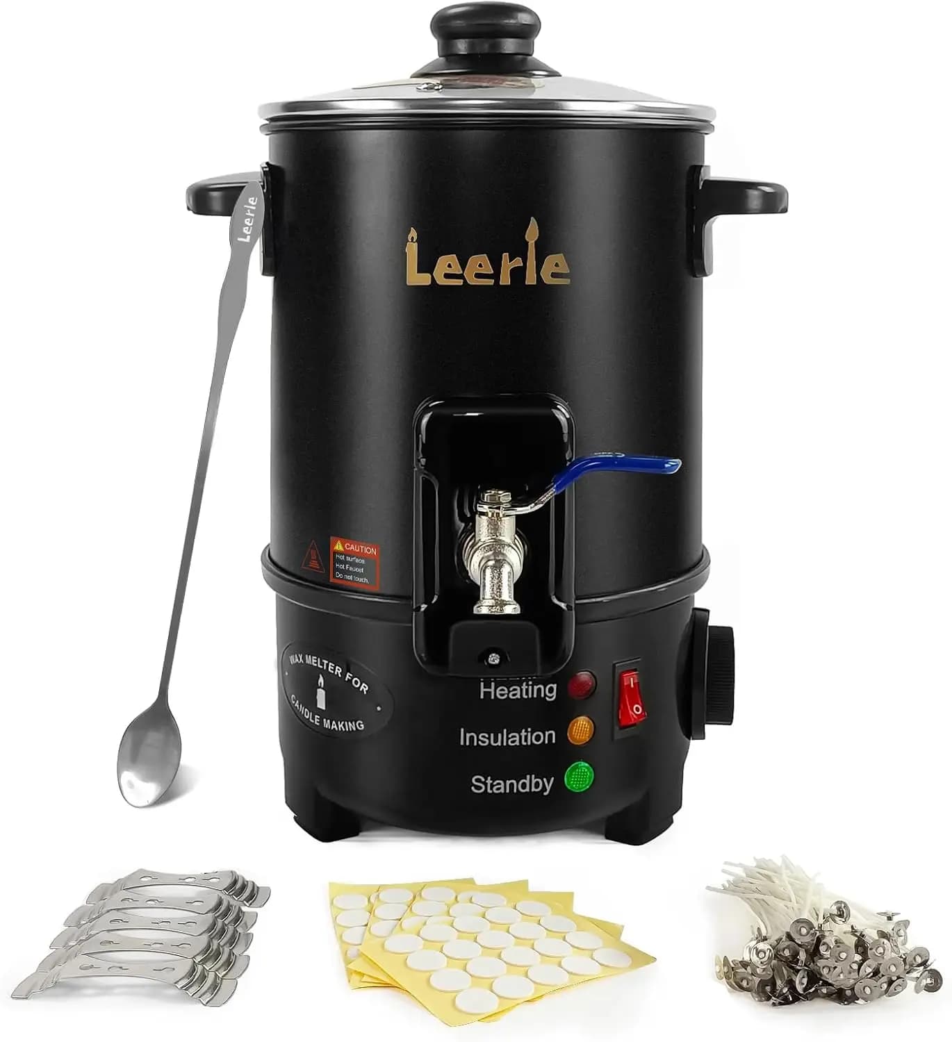 Fonditore Elettrico per Cera da 8 Libbre per la Produzione di Candele – Fusione Rapida, Beccuccio in Ottone Anti-Intasamento e Controllo della Temperatura, Facile da Pulire, Kit Fai-da-te