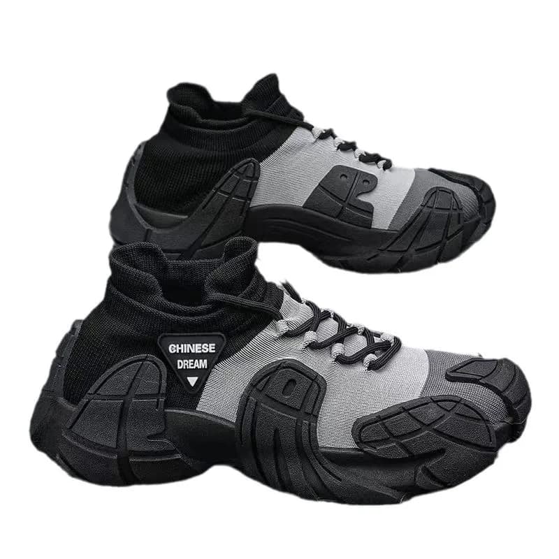 New lightweight men's shoes with thick sole Fabric socks Opening casual sports shoes breathable for fashionable teenagers with color blocks