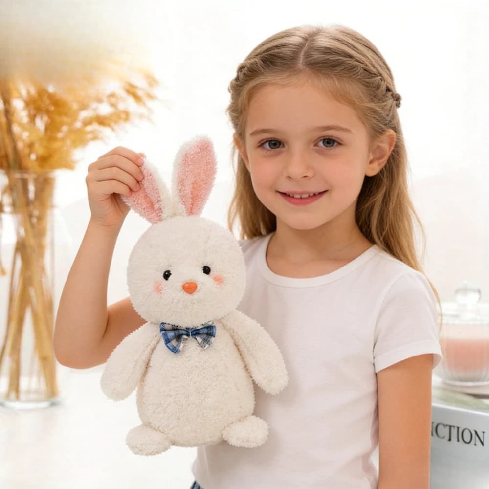 Cute Lamb Fleece Little Rabbit Plush Toy, Cartoon Bunny Stuffed Doll for Claw Machine, Car Decor & Easter Festival Gift