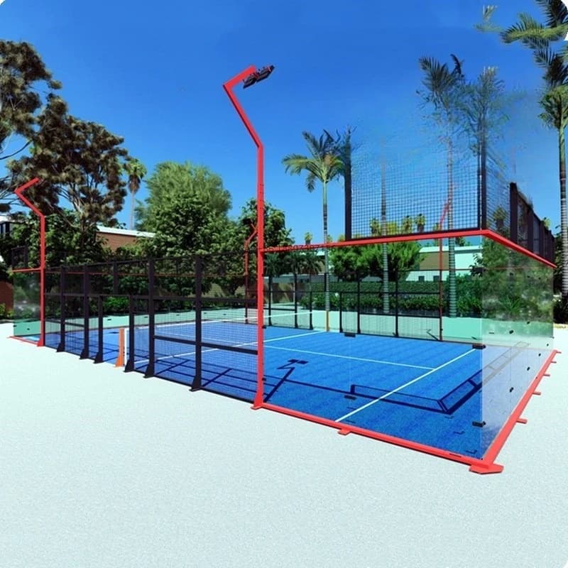 Campo da Padel Super Panoramico di Alta Qualità con Erba Sintetica Artificiale, Palline e Racchette per Padel Indoor