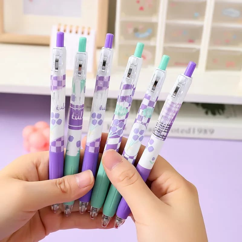 10 Pz/lotto Kawaii Tulip Flower Penne Gel Retrattili ST 0.5mm Nero Carbonio Ricarica Scrittura Liscia per la Scuola Forniture Per Ufficio Regali