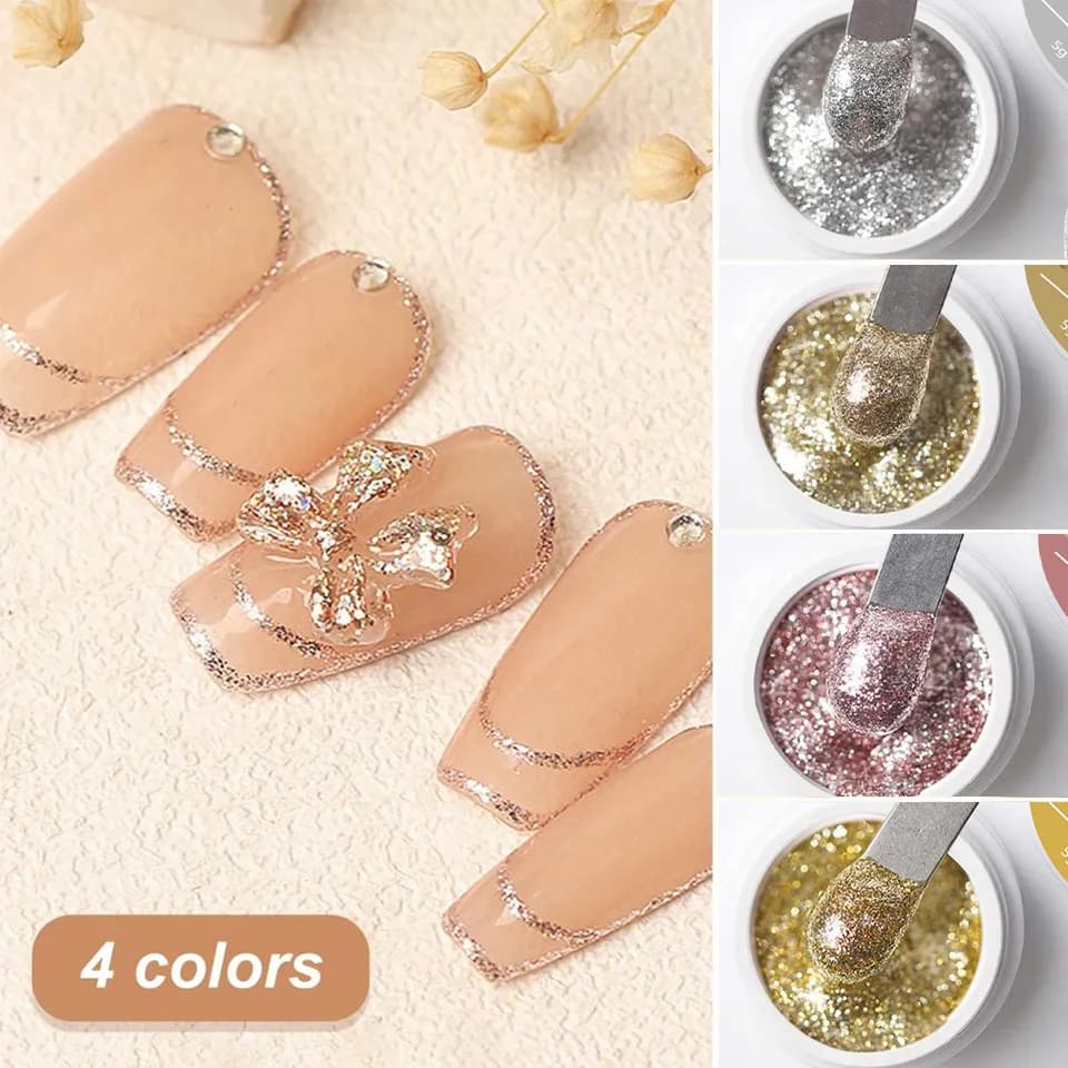 Super Shiny 5g Gold Sparkling Platinum Nail Gel Polish Glitter Long Lasting Semi Permanent Nail Art Painting Gel Varnish Design