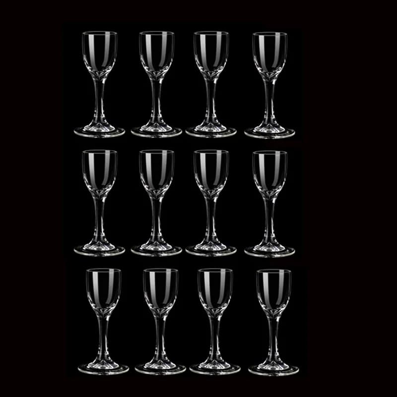 12 pezzi trasparente 25ml bicchiere da vino bicchiere da liquore bicchiere da vino piccolo con piedi alti liquori bicchieri da Vodka bicchieri per feste di matrimonio per uso domestico