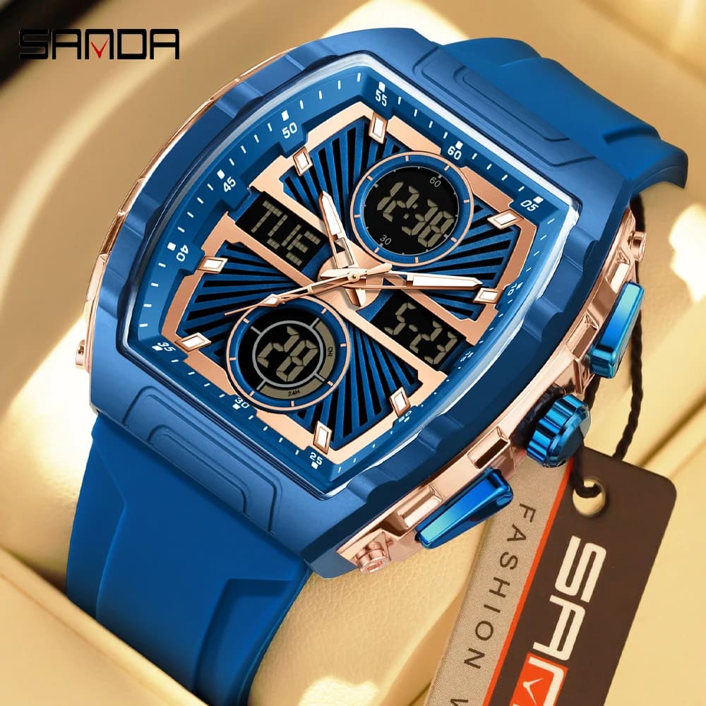 SANDA marca doppio display orologio da polso da uomo digitale impermeabile orologio luminoso per uomo moda sport sveglia orologi maschili