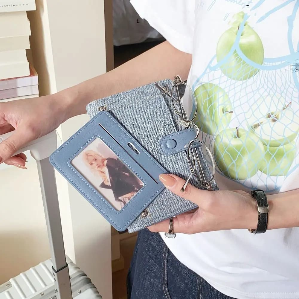 Portacarte Portatile in PU, Porta Passaporto, Porta Biglietti, Portafoglio da Viaggio per Check-in Aereo, Custodia per Passaporto, Porta Carte Pieghevole da Donna