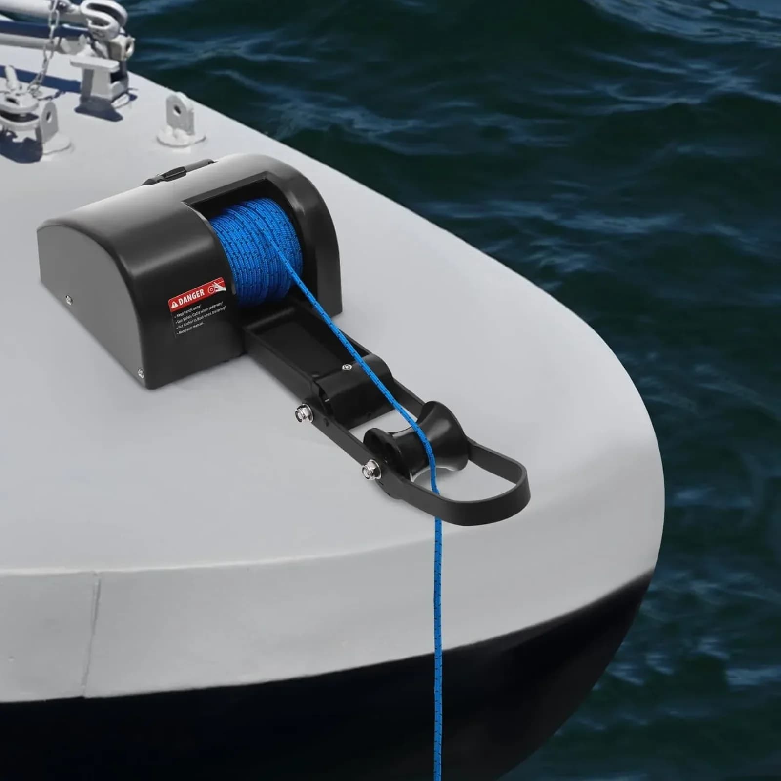 Verricello di ancoraggio per barche elettrico da 12 V 45 libbre con telecomando e corda da 100 piedi, sistema di avvolgimento per ancoraggio marino d'acqua salata, per barche da 24 piedi