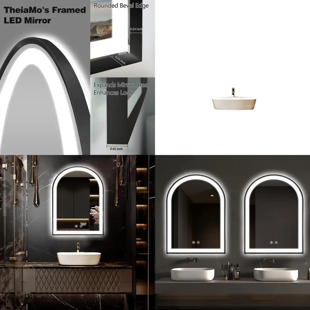 Specchio LED da Bagno Arcuato 30x20 con Illuminazione Frontale, 3 Colori Dimmerabili, Impermeabile, Certificato UL