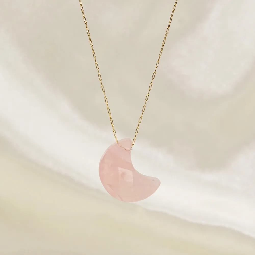 Collana con Pendente a Mezzaluna in Quarzo Citrino e Cristallo Viola, Piccolo Ciondolo a Luna in Pietra Naturale per Donne e Ragazze