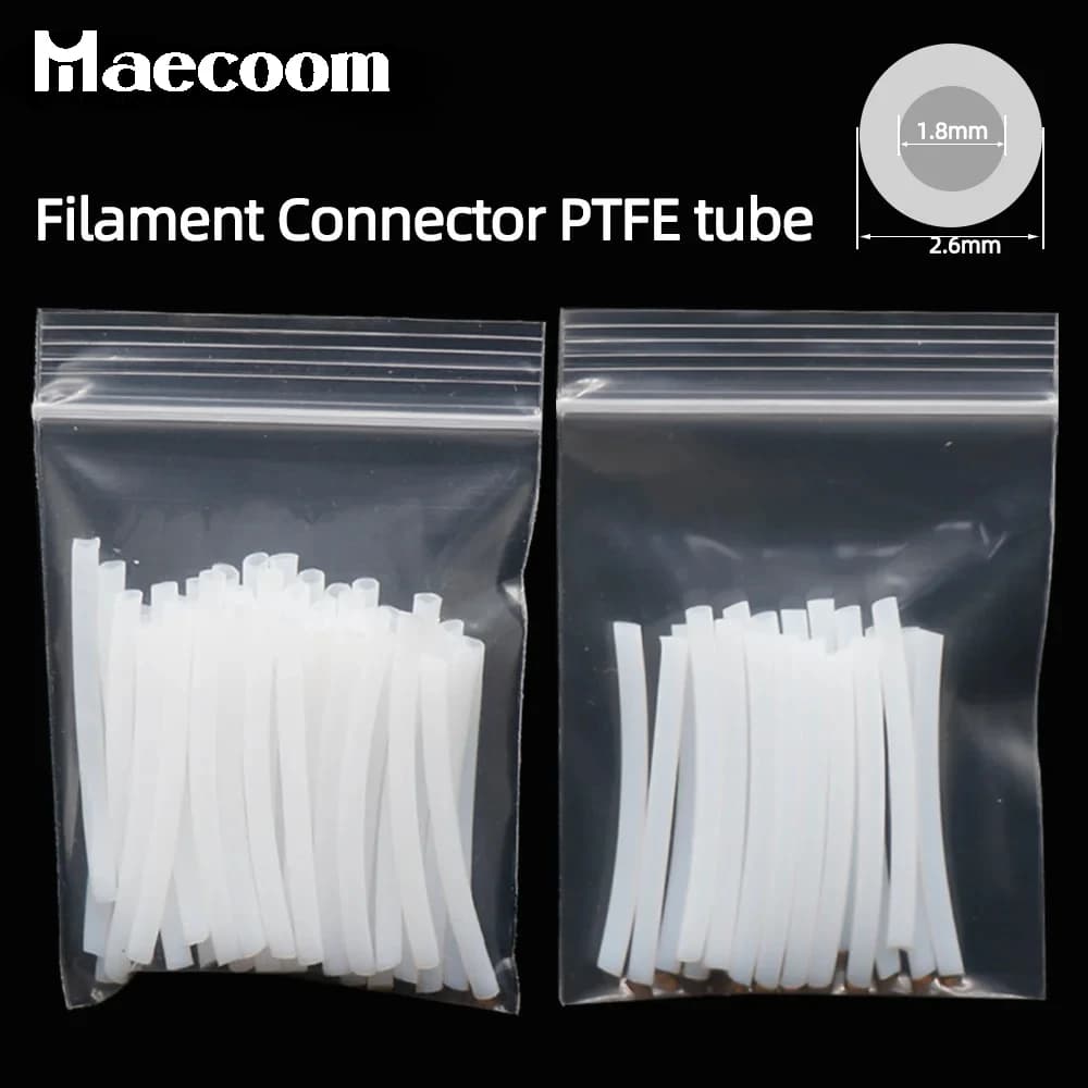 3D Printer Filament Connector PTFE Pipe Filament Filament Joints 1.7 mm ID1.8mm OD2.6mm Length 37mm for PLA/ABS/PETG Connector Parts