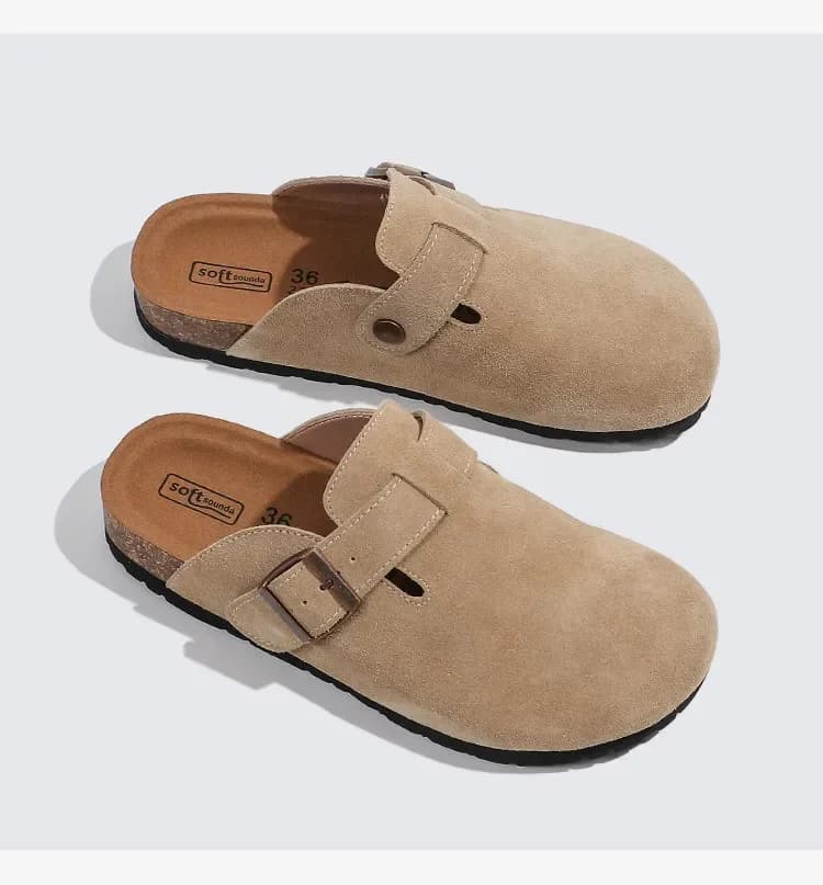 Pantofole classiche da uomo con punta chiusa e scarpe in sughero Zoccoli Boston Scivoli in sughero Pantofole da uomo in pelle scamosciata da uomo