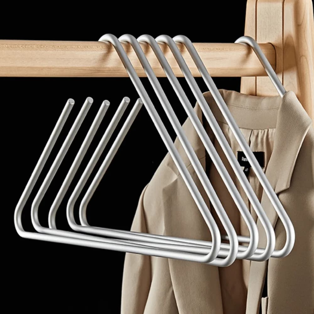 5PCS Non Slip Triangle Coat Hangers Rust-Proof Space-Saving Wardrobe Hanger Metal Sturdy Clothes Hangers Trouser Storage